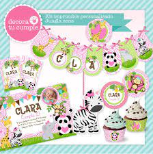 Kit Imprimible Personalizado Animalitos Selva Nina Baby Nina Baby Shower Party