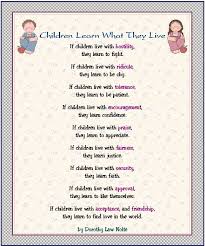 Children Learn What They Live Teaching Quotes Kids Poems Kids Learning