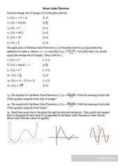Mean Value Theorem Worksheet Calculus By Rebecka Peterson Teachers Pay Teachers Calculus Theorems Worksheets