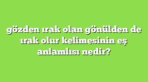 Gozden Irak Olan Gonulden De Irak Olur Kelimesinin Es Anlamlisi Nedir Anlami Ve Ornek Cumleler