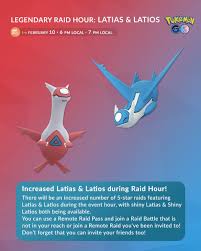 Get the enigma stone from the pokemart. Couple Of Gaming On Twitter Latias Latios Are Both Getting A Combined Legendaryraidhour Don T Miss Out If You Re Still Hunting Shinylatias Or Shinylatios Pokemongo Https T Co Xpvww0iazw