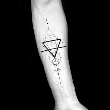 Here we have a series of triangle brought together to make their own design. Mens Tattoo With Geometric Shapes Inner Forearm Design Geometric Shape Tattoo Geometric Tattoo Design Tattoo Designs Men