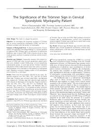 Normally, each of the first 5 taps induces a single blink, then the reflex fatigues. Pdf The Significance Of The Tromner Sign In Cervical Spondylotic Myelopathy Patient
