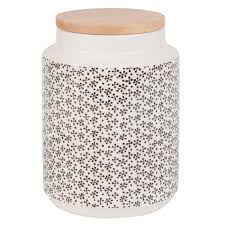 Pot En Faience A Motifs Avec Couvercle En Bambou H18 Sur Maisons Du Monde Piochez Parmi Nos Meubles Et Objets Deco Et Faites Couvercle Bambou Bocaux En Verre