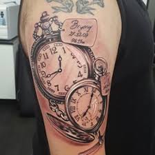 The 85 Best Clock Tattoos For Men Improb Feather tattoos rose tattoos body art tattoos new tattoos tattoo drawings sleeve tattoos clock tattoos tatoos pocket watch tattoo design.