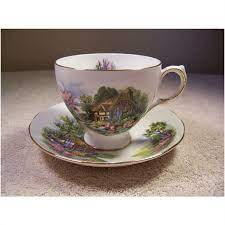 Find stories, updates and expert opinion. Royal Vale Bone China Footed Cup And Saucer Cottage Pattern Vintage On Ebid Canada 143043672