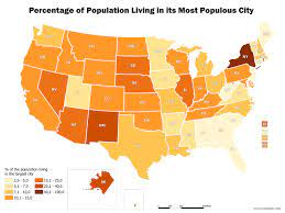Percentage Of U S State Population Living In State Capital Metropolitan Area And Its Most Populous City Vivid Maps In 2021 City States United States Map