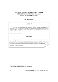 Kelima, tes contoh pekerjaan sebagai standar yang digunakan apabila penggunaan out put. Pdf Metode Perhitungan Angka Indeks Produktivitas Menggunakan Model Marvin E Mundel