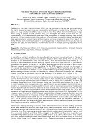 The role of a chief financial officer will include direct responsibility for accounting, finance, forecasting, strategic planning, job costing, deal analysis and negotiations and investor relations. Pdf The Chief Financial Officer S Role In Medium Sized Firms Exploratory Evidence From Germany