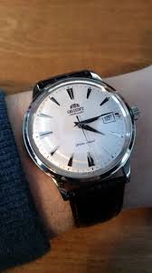 Orient Bambino Watch Silver Dark Brown Leather Erkek Kol Saatleri Saatler Klasik