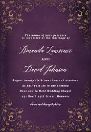 This wedding card is sure to take the couple back to the beginning of their marriage journey. Swirls And Frames Purple Wedding Invitation Template Greetings Island Purple Wedding Invitations Engagement Party Invitations Wedding Invitation Card Template