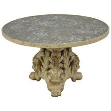Round pocola solid wood coffee table. Italian Baroque Painted Carved Wood Pedestal Round Eglomise Glass Coffee Table For Sale At 1stdibs