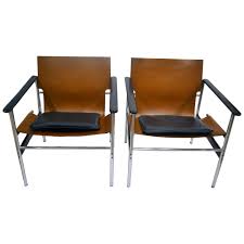 Vintage Charles Pollock Leather Steel And Chrome Chairs For Knoll Chair Antique Chairs Chrome Chair