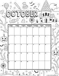 You can use this printable on the ipad using the procreate app or on your planner, using your favorite brushes and. October Coloring Calendar 2019 Coloring Pages Printable