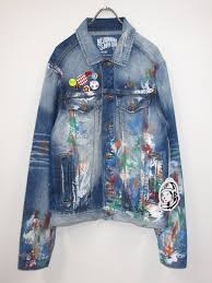 bbc billionaire boysclub billionaire boys club 19ss bb exhaust denim jacket paint paint denim jacket size l brand old clothes kiyomi street shop