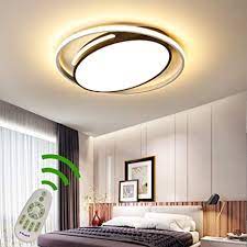 Die deckenleuchte für das schlafzimmer sollte den kompletten raum hell ausleuchten können. Led 50w Modern Deckenleuchte Dimmbar Wohnzimmer Schlafzimmer Lampen Ring Deckenlampe Fernbedienung Oval Design Acryl Schirm Metall Kronleuchter Fur Esszimmer Bad Kuchen Deko Decke Leuchten O50 H5cm Amazon De Beleuchtung