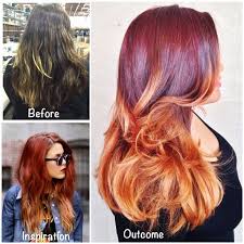 No Filter Gave Her A Vibrant Deep Red Base With No Bleach And Gave Her A Copper Gold Ombre Quick Haircut Hair Experiment Silky Hair Bleached Hair