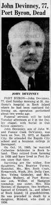 Obituary for John Devinney (Aged 77)