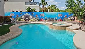21 Swimming Pool Wall Mural Ideas Beach Wall Murals Backyard Pool Designs Pool Landscaping