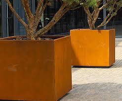 Adding a new color pop planter or. Perimeta Tree Cube Corten Steel Tree Planter Kinley Esi External Works