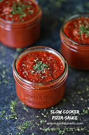 Slow Cooker Pizza Sauce This Pizza Sauce Recipe Is Simmered In Your Slow Cooker For A Rich Smooth Taste Pizza Sauce Pizza Sauce Recipe Pizza Sauce Homemade