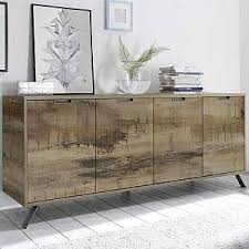 Tousmesmeubles Buffet 4 Portes Planches Bois Palerme L 206 X L 50 X H 86 Plancher Bois Buffet Enfilade Buffet Contemporain