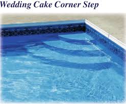 Latham Polymer Corner Wedding Cake Step 90 Deg St9002 Pool Steps Rectangle Pool Pool Steps Inground