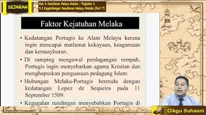 Bab 9 :warisan kesultanan melayu sistem pemerintahan dan pentadbiran sistem perundangan warisan kesultanan melaka kegiatan ekonomi sosiobudaya. F2 Sej T05 08 Kegemilangan Kesultanan Melayu Melaka Part 7 Jom Tuisyen