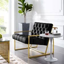 Modway Bequest Black Gold Stainless Steel Upholstered Velvet Accent Chair Eei 3073 Blk The Home Depot Velvet Accent Chair Black And Gold Living Room Accent Chairs