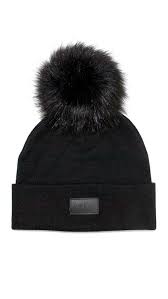 Black Beanie With Pom Pom Womens Cashmere And Fur Pom Pom Beanie Hat Black Black Pom Cv1886eurzx Fur Pom Pom Beanie Fur Pom Pom Pom Pom Beanie Hat