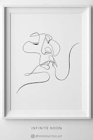 Abstract Love Line Art Couple Kiss Wall Art Line Drawing Etsy Book Art Projects Face Line Drawing Line Art