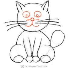 Draw eyes, nose and cat's mouth, using the outline drawn in the previous step. How To Draw A Cat Using Simple Shapes Let S Draw That