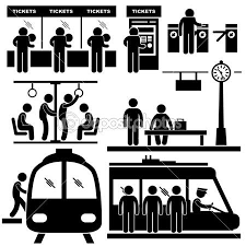 Un Conjunto De Pictogramas Que Representan En La Estacion De Tren Y Del Metro Pictogram Stick Figures Travel Doodles