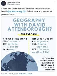 For those unaware of who he is, sir david attenborough is a british broadcaster and natural historian, considered a national treasure by many in the uk. David Attenborough Teaches Primary School Pupils Geography As He Finally Appears On Bbc Bitesize Express Digest