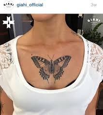 Butterfly Tattoo On Chest Black White Giahi Butterfly Tattoos For Women Chest Tattoos For Women Butterfly Tattoo