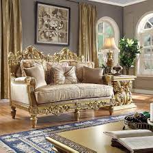 Homey Design Hd 2659 3pc Livingroom Set In Gold Traditional Living Room Sets Furniture Love Seat