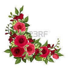 Red Roses Corner Vector Illustration Flower Art Oil Painting Flowers Red Roses