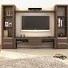 Tv showcase design with a pooja room. 1