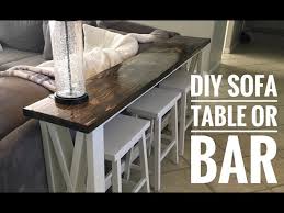A narrow sofa table can make use of those odd bits of space that seem to develop around a sofa or couch. Diy How To Build A Sofa Table Bar Table Youtube