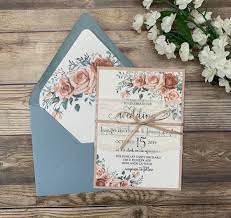 Dusty Blue And Blush Wedding Invitation Light Blue And Blush Etsy In 2020 Light Blue Wedding Invitations Blue And Blush Wedding Blush Wedding Invitations