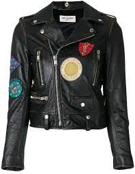 Saint Laurent 40 Patch Embroidered Jacket Size 6 S In 2021 Embroidered Leather Jacket Leather Jacket Coloured Leather Jacket