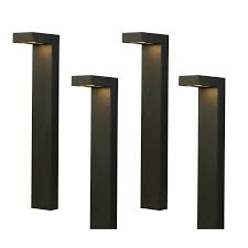 Hampton Bay Low Voltage 3 Watt Black Outdoor Integrated Led Landscape Path Lights 4 Pack Jao1501l 2 4pk The Home Depot Led Path Lights Path Lights Led Exterior Lighting