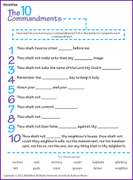 Measures 19 x 26 and is laminated for durability. Fill In The Blanks Ten Commandments Kids Korner Biblewise