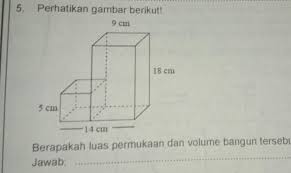 Untuk menetukan luas permukaan balok tersebut kita perhatikan dulu gambar tenda (a), bahwa luas luas permukaan balok tanpa alas dan tutup = 2(ab×ae + bc×cg). Berapakah Luas Permukaan Dan Volume Bangun Tersebut Brainly Co Id