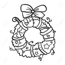 Christmas Decoration On The Door Coloring Page Or Book Antistress Royalty Free Cliparts Vectors And Stock Illustration Image 131328974