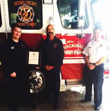 In recognition of their outstanding efforts, Rockwall Fire Chief Kenneth  Cullins presented members of Engine 1 B-Shift, Captain Greg Givens and  Driver/Engineer Jacob Farrell with an Outstanding Unit Citation. On October  4,