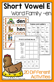 Short Vowel E Word Family En Word Families Ccvc Words Word Work