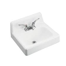Kohler Hudson Wall Mount Cast Iron Bathroom Sink In White With Overflow Drain K 2863 Rectangular Sink Bathroom Wall Mounted Bathroom Sinks Wall Mounted Basins