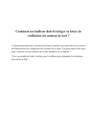 Modèle de lettre de résiliation d'abonnement internet chez numericable, à envoyer au service client de numéricable. Lettre De Resiliation Du Contrat De Bail D Habitation Par Le Proprietaire