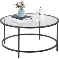 As styles comes and go, it adapts and before you start looking for a glass top coffee table, it's important to take some time to consider the the transparent glass top allows the sculptural metal base to become the center of attention. Easyfashion Round Glass Top Coffee Table Metal Framed End Table Black On Walmart Accuweather Shop